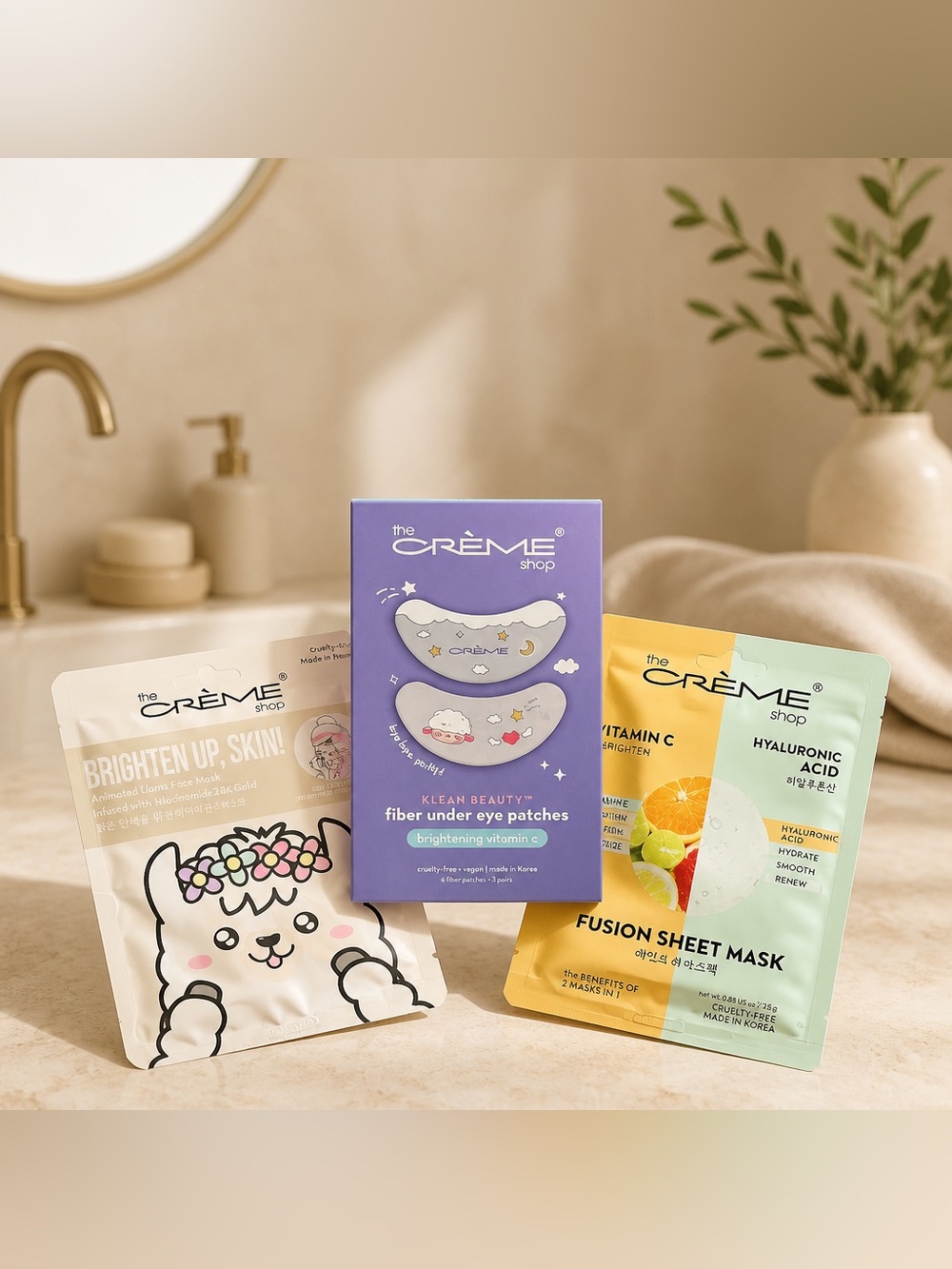 NWT The Creme Shop Bye Bye Puffy Under Eye Strips & 2 Hydrating Facial Masks
